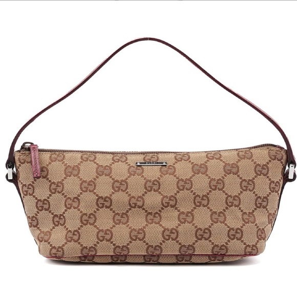 Gucci GG Canvas Boat Baguette Bag Red - Picture 1 of 11